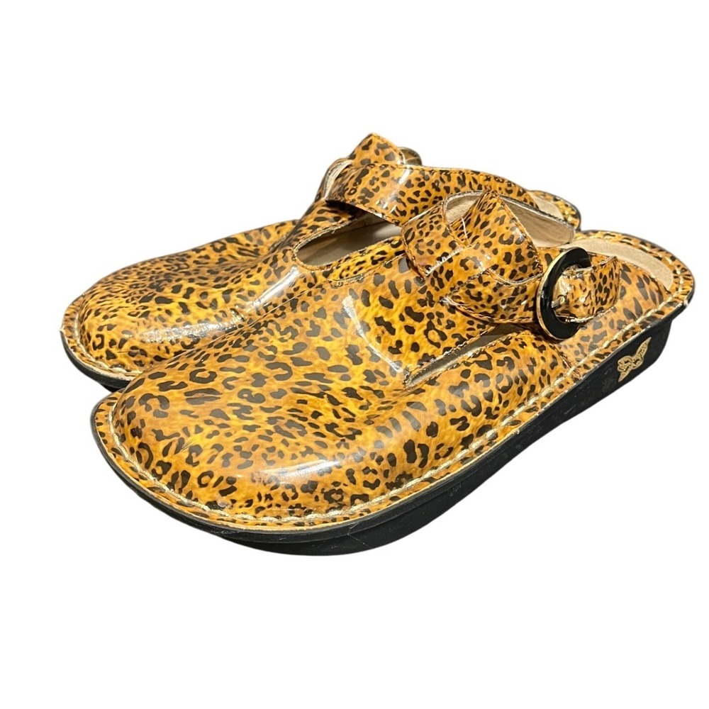 Alegria Leopard Print Clog Mules in Yellow and Black